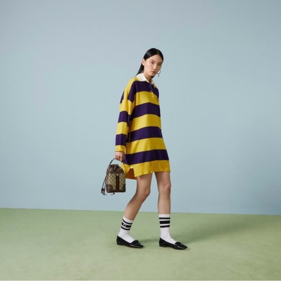 Gucci Dresses & Skirts - Gucci Yellow and Purple Striped Long Sleeve Dress